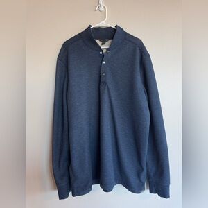 Eddie Bauer Men’s TXL Tall Blue Sherpa Lined Waffle Knit Henley Thermal Pullover